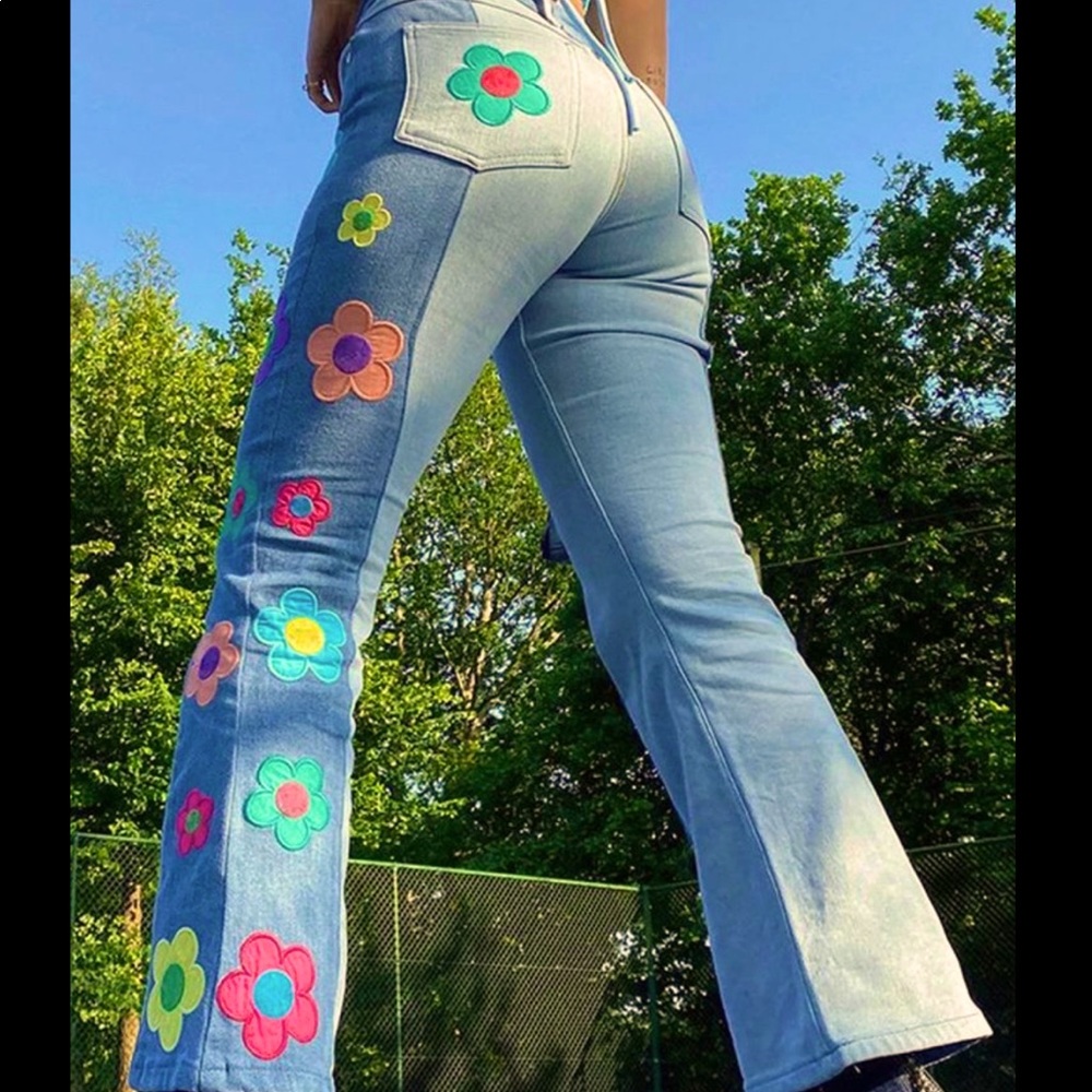 flower patch jeans